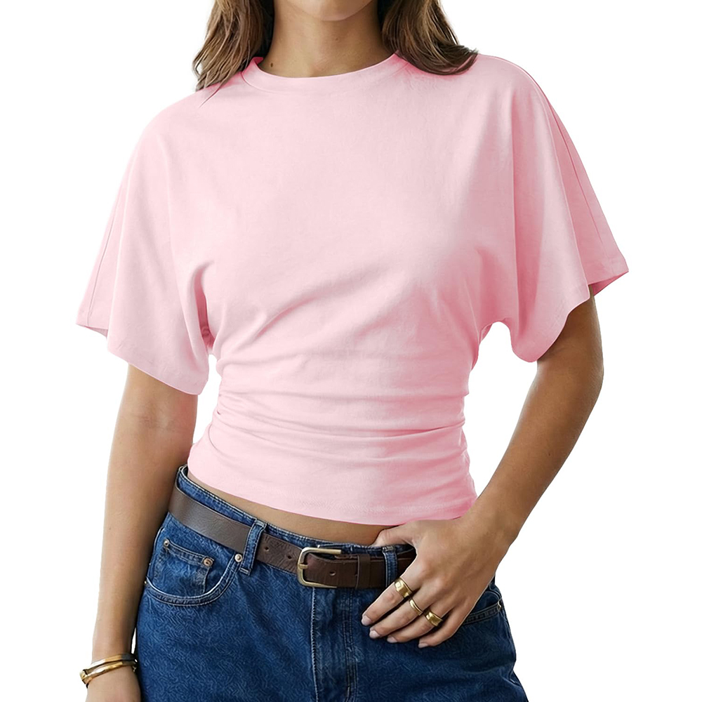 Women's Summer Casual Y2K Basic Loose Ruched Short T-Shirt