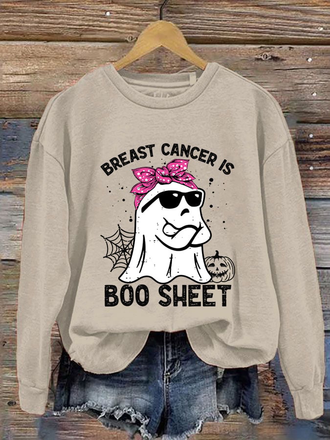 Women's Breast Cancer Is Boo Sheet Printed Sweatshirt