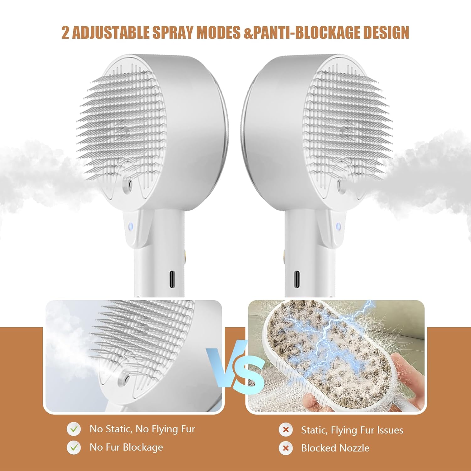 4 in 1 Grooming Spritz Defur UV Steam Brush For Cats