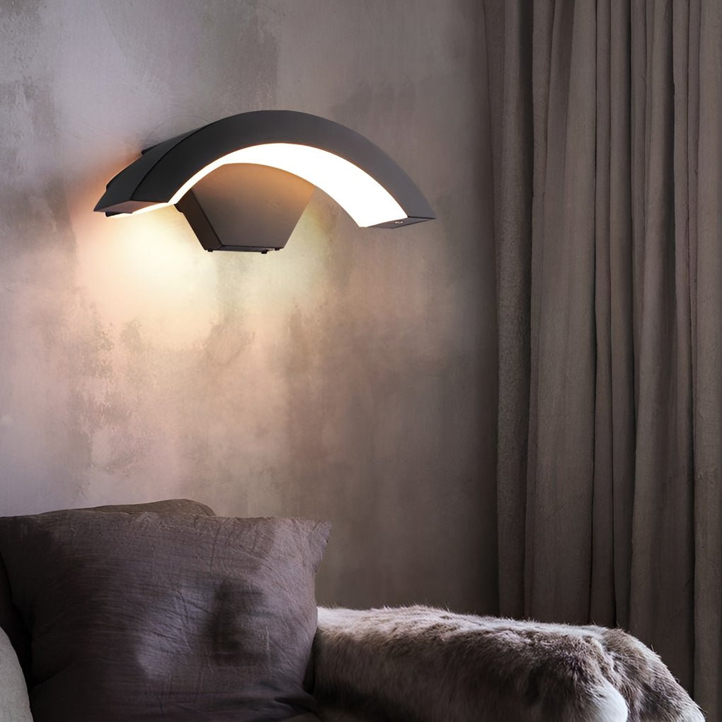 Creative Moon Curved Wall Sconce Motion Sensor Waterproof LED Wall Lamp Outdoor Indoor