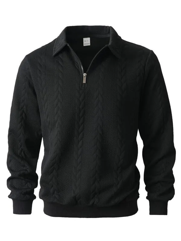 Men's Fall Winter Outfits Knitted Polo Neck Long Sleeve Sweatshirt for Daliy Wear