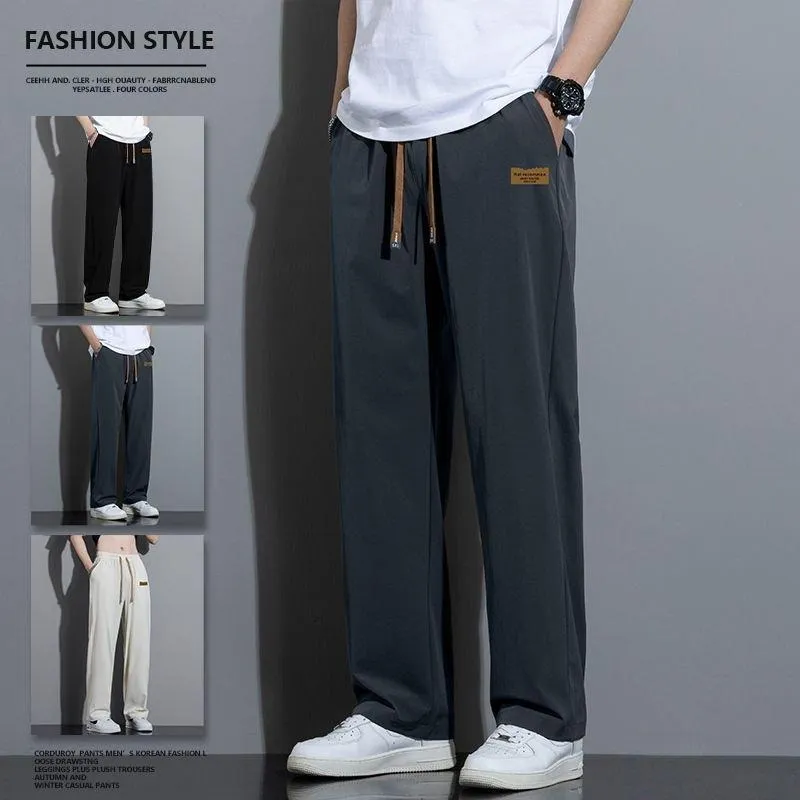 Men’s Casual Lightweight Ice Silk Jogger Pants with Drawstring Waist — Machine washable
