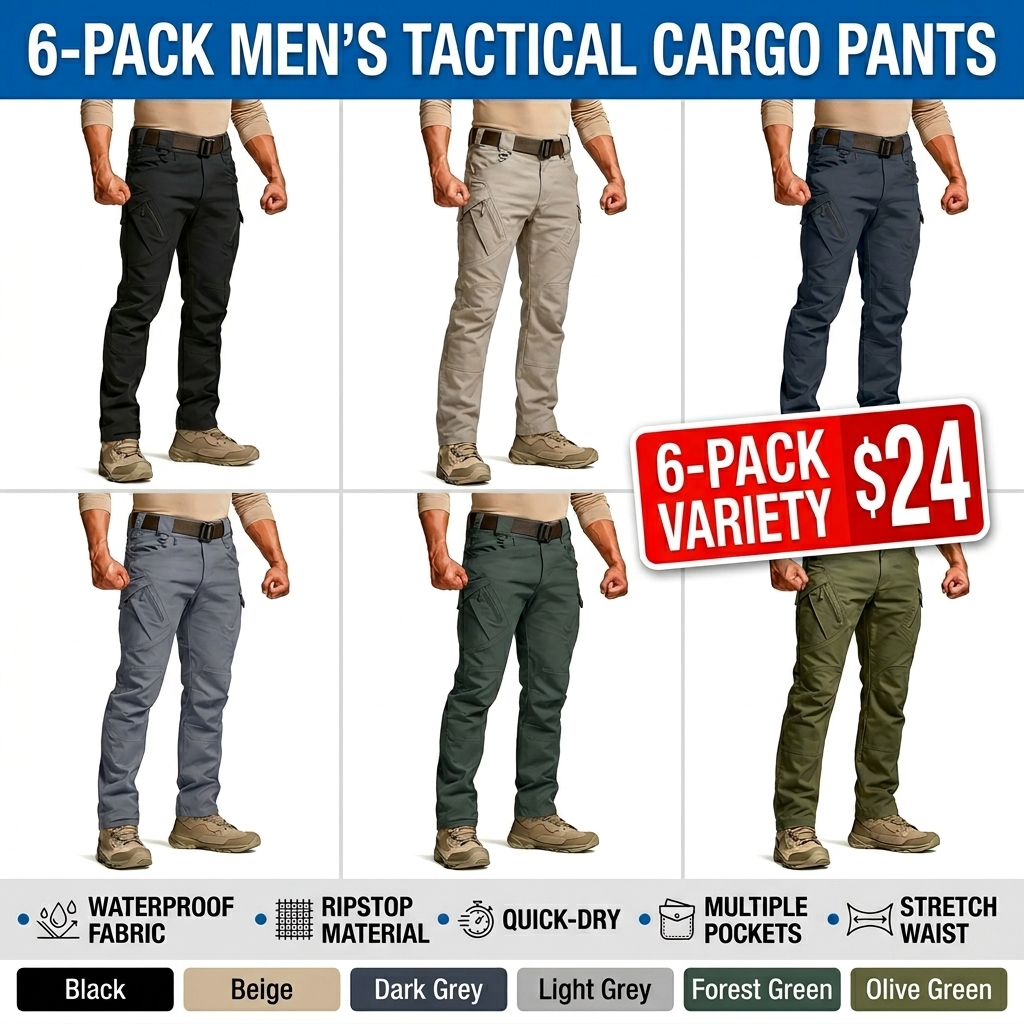 Men’s Lightweight Tactical Work Pants – Stretch Cargo Hiking Pants with Multi-Pocket Design