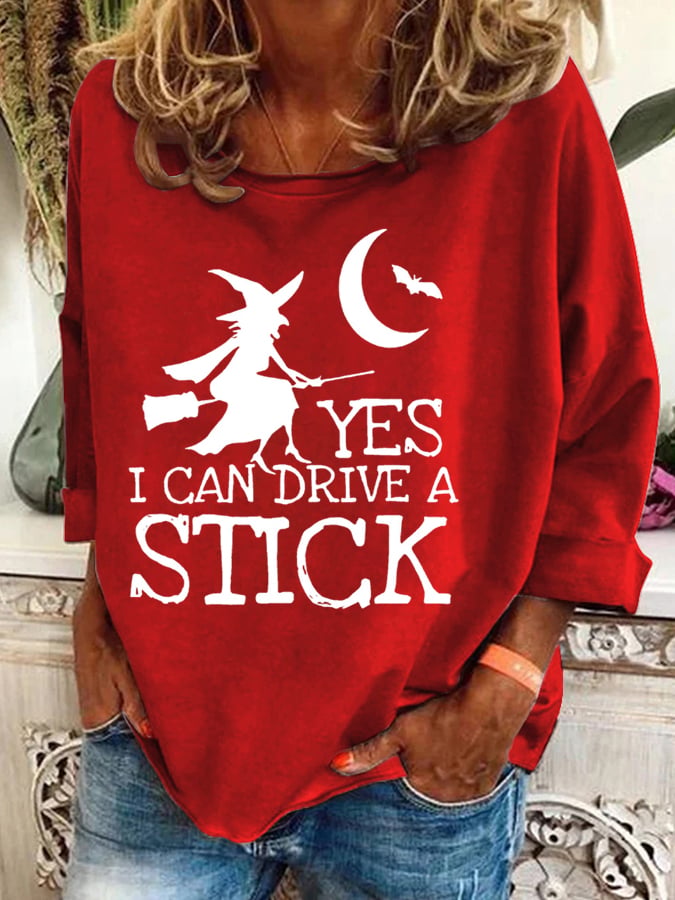 Women's Halloween Witch Print Crew Neck Sweatshirt
