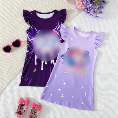 Spring Summer Girls' Sleeveless Casual Dress Set, Cute Cartoon Pattern, Comfortable Soft Fabric, Perfect for Daily Wear