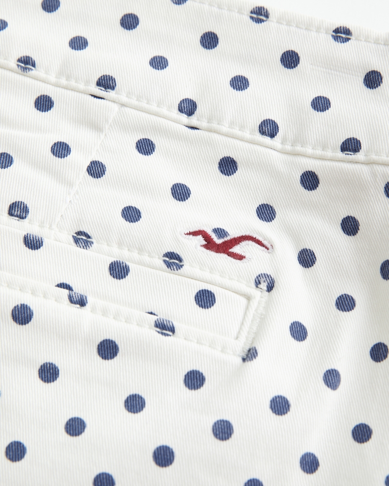 Ultra Low-Rise Twill Polka Dot Shortie Shorts