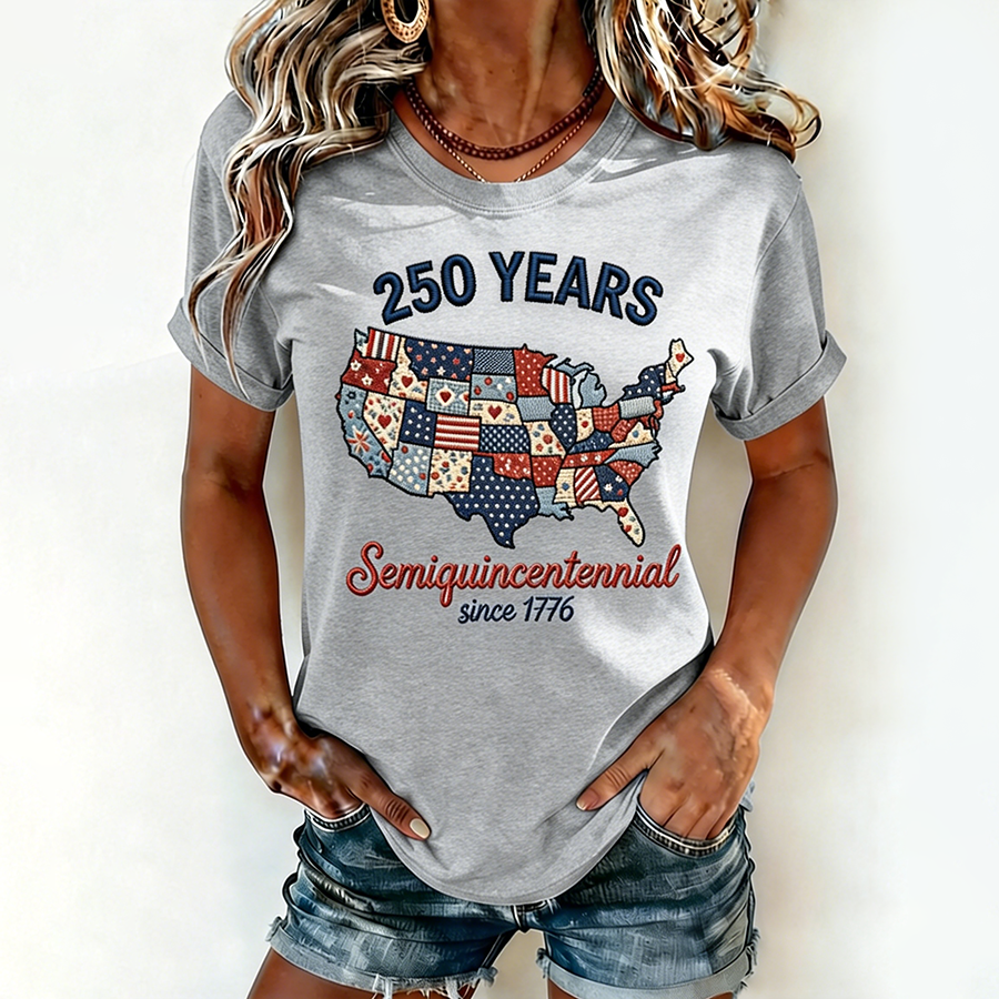 Women's 250 YEARS Semiquincentennial Patchwork USA T-Shirt