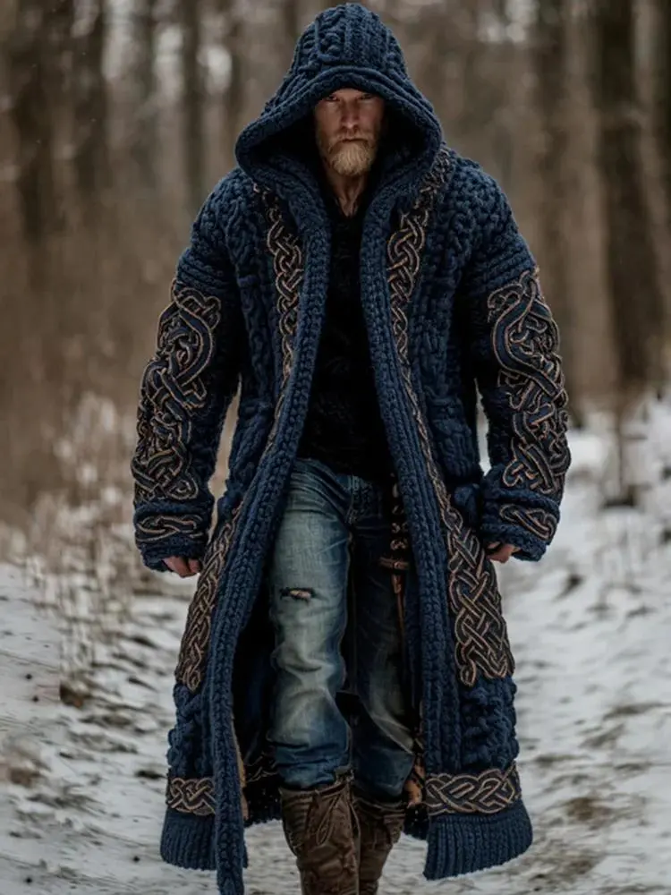 Men's Viking Celtic Pattern Art Cozy Hooded Sweater