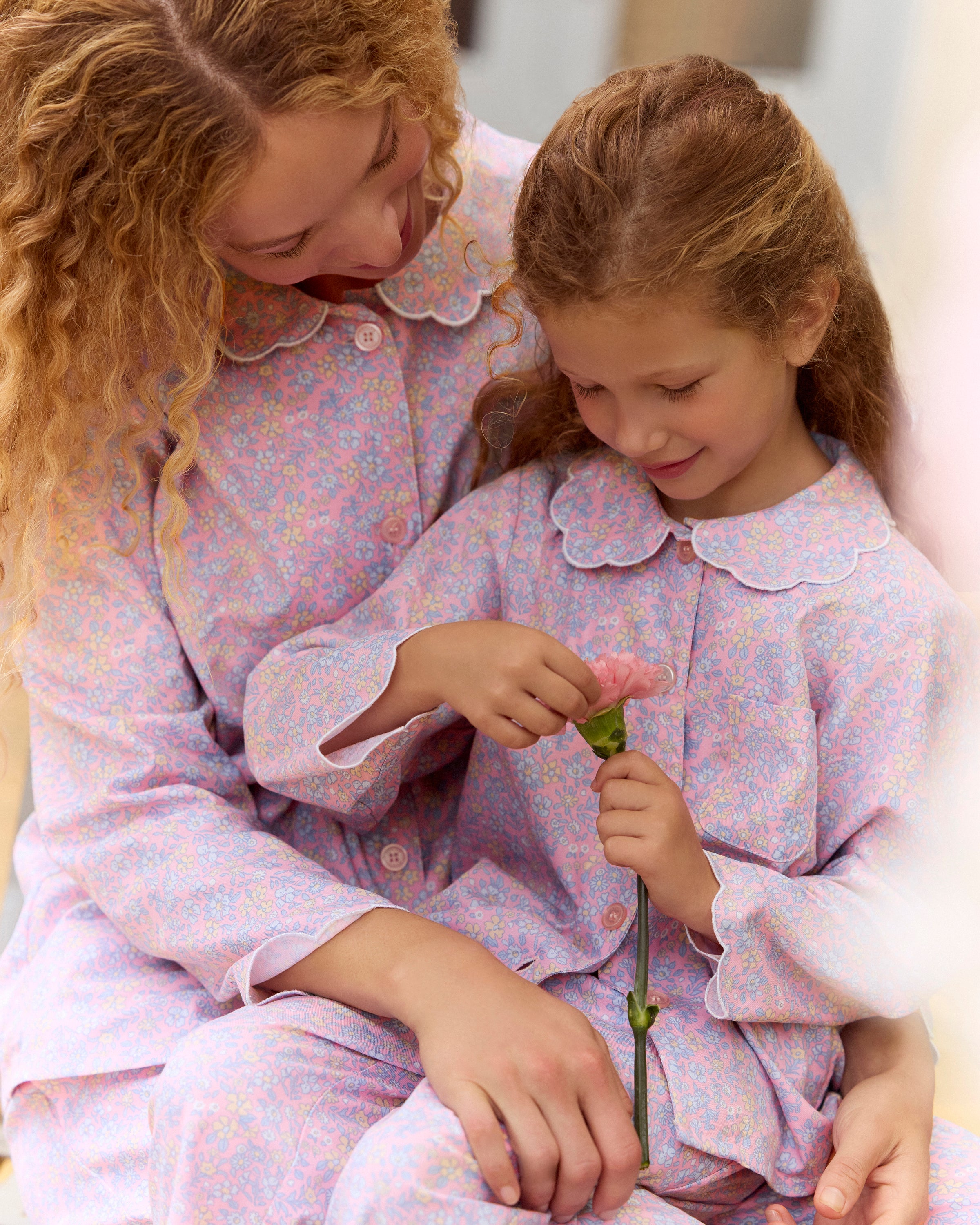 Kid's Twill Colette Pajama Set in Fleur Blush