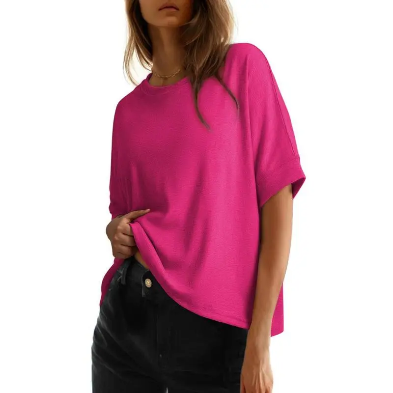 Women's Tops for Women 2026 Loose Oversized Basic Tee Comfortable Soft Fabric Flattering Fit - Womenswear