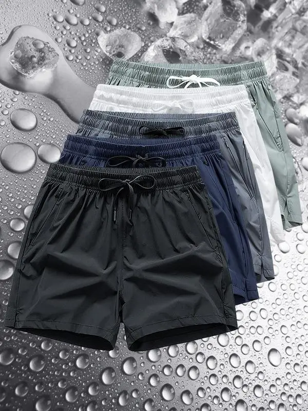 Men's Zipper Pocket Casual Shorts – Drawstring Waist, All-Season Wear