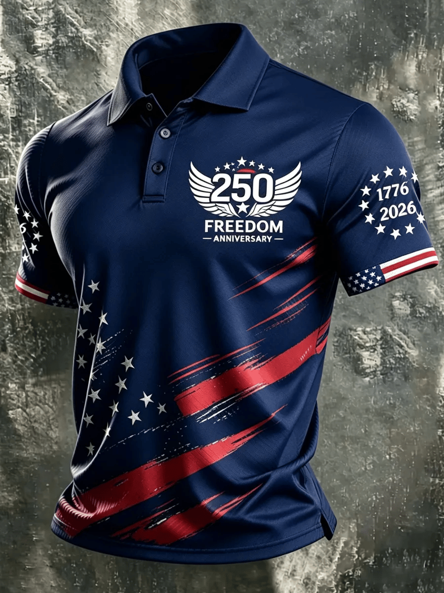 Men's 250th Anniversary Independence Day Art Print Casual Polo