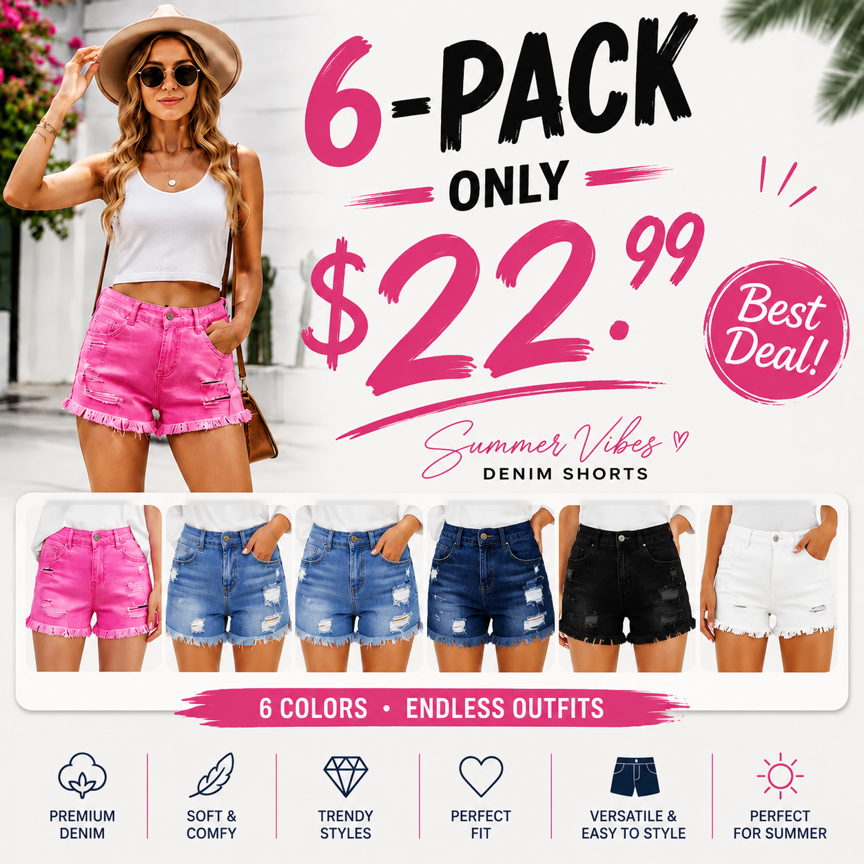 Women's Casual Mid Rise Denim Shorts