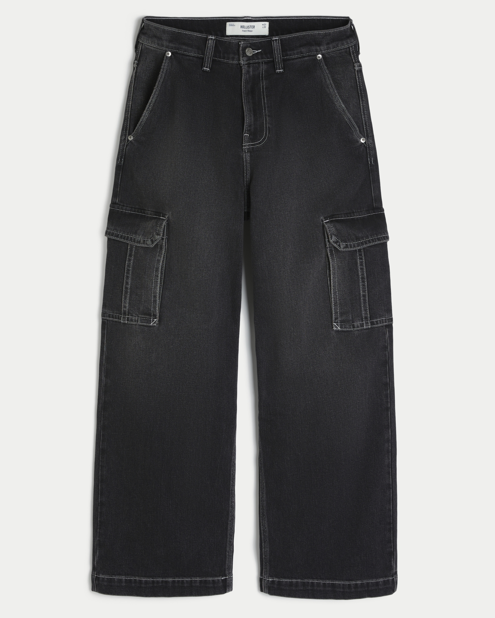 Dark Wash Logo Embroidery Super Baggy Jeans