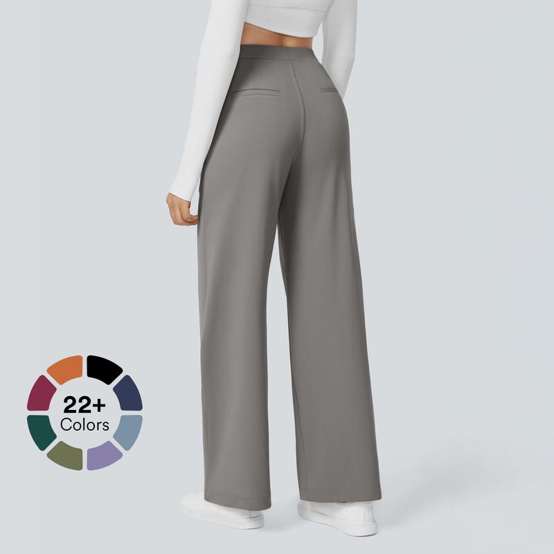 Women High Waisted Pocket Straight Leg Work Pants