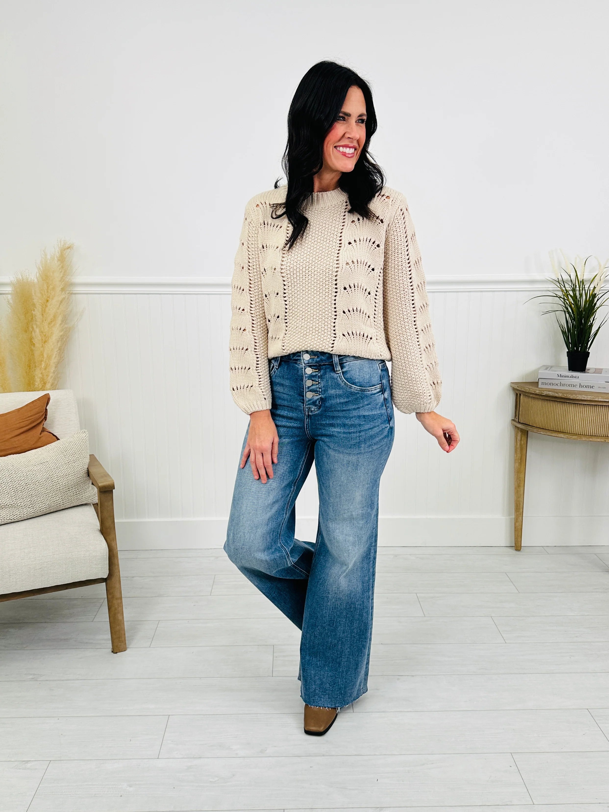 Push Your Buttons Tummy Control Wide Leg Jeans