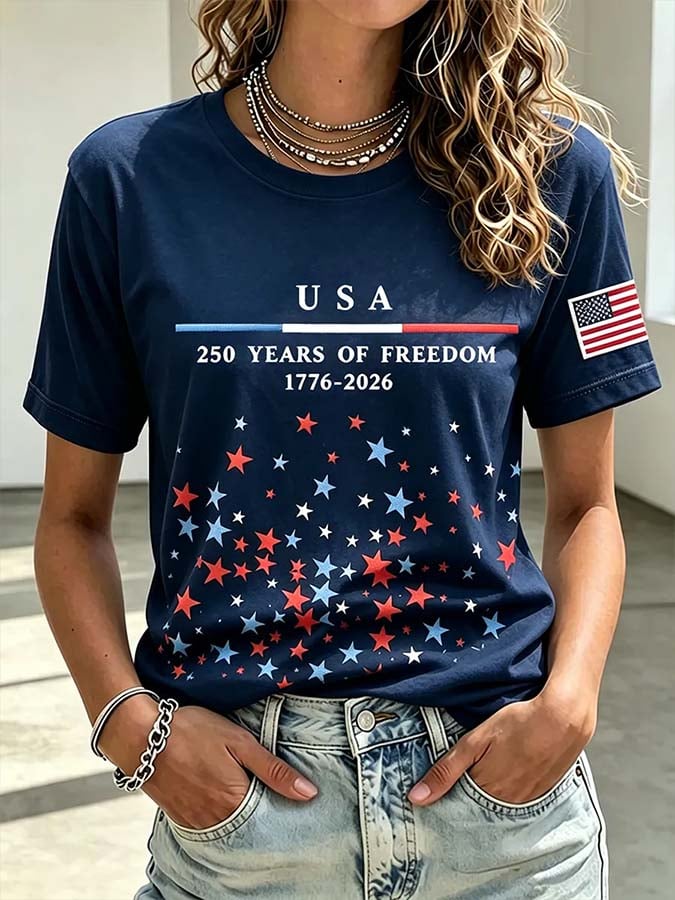 Women'S Casual Independence Day Printed Top