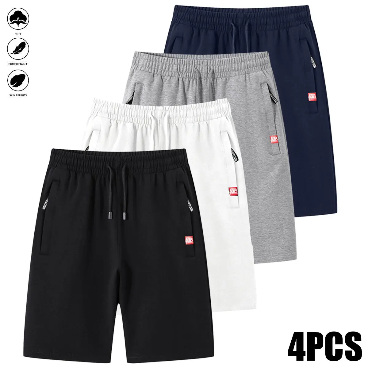 Men's Casual Breathable Summer Sports Shorts with Pullstring and Zipper for Beach Outdoor Activities Cycling Daily Wear