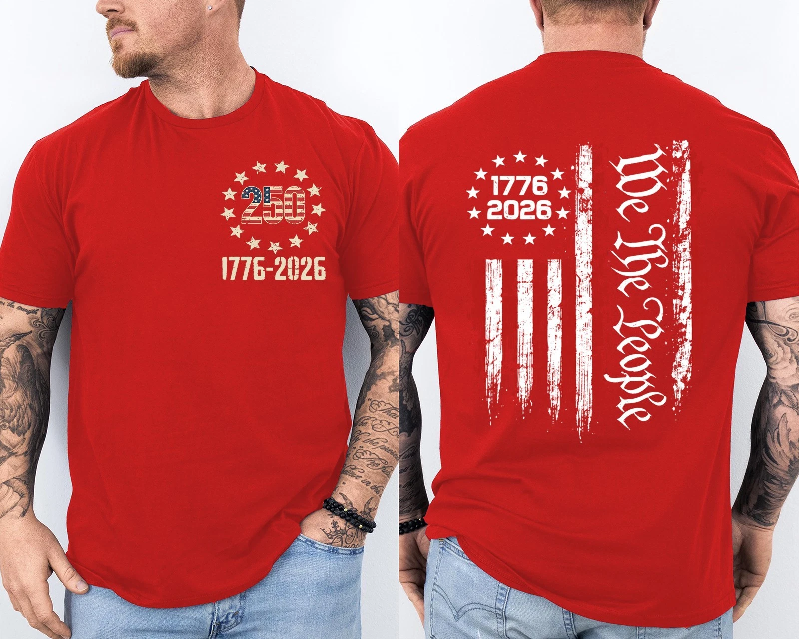 Men'S Casual American 1776-2026 Anniversary Printed Short Sleeved T-Shirt