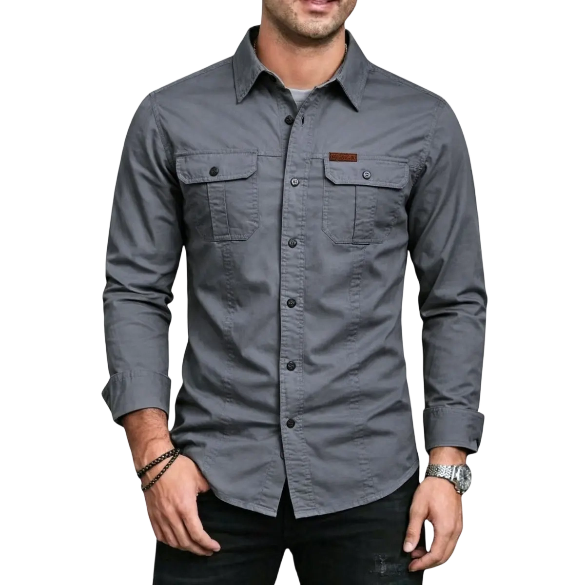 Men's Long Sleeve Workwear Shirt - Outdoor Casual Versatile Top