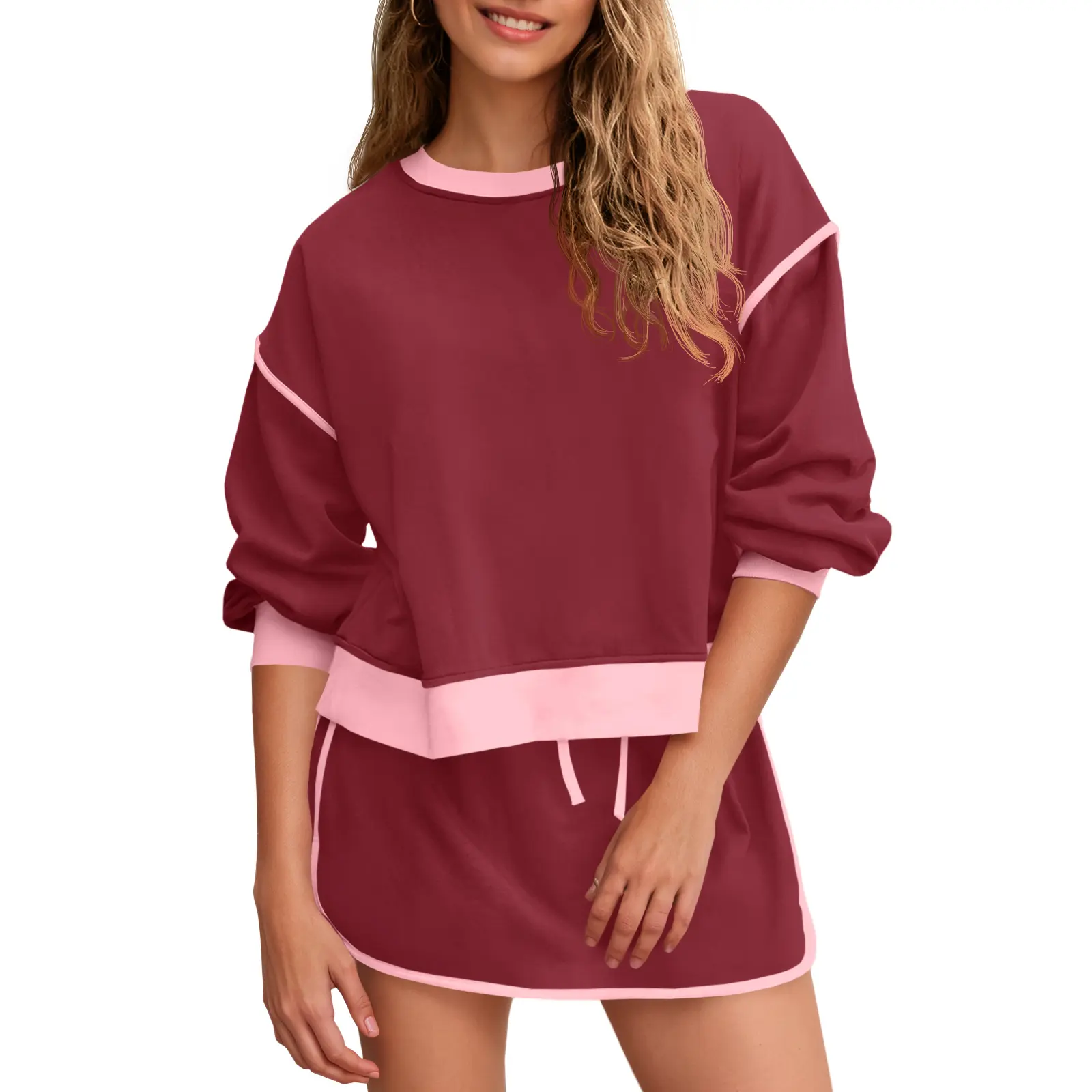 Women's Sweatshirt & Skort Sweatsuit Set