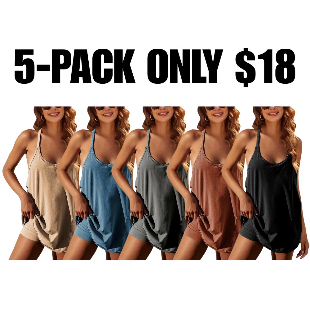 🔥 Women's Athletic Sleeveless Mini Dress With Built-In Shorts
