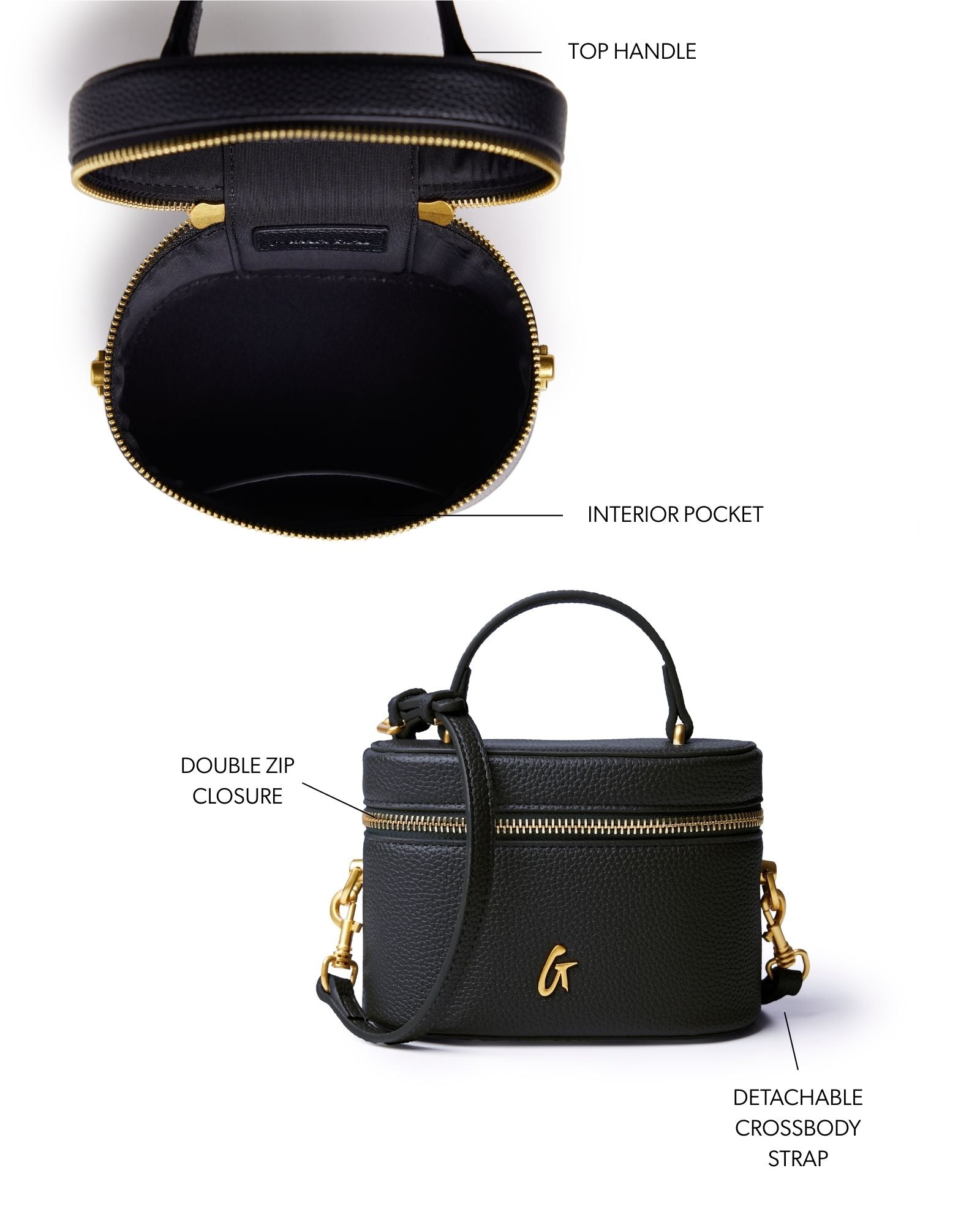 MINI PEBBLE VANITY BAG - BLACK