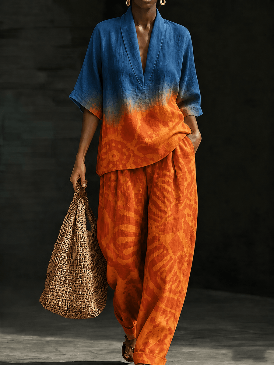 Women's Two-Piece Set with Ombré Floral Print