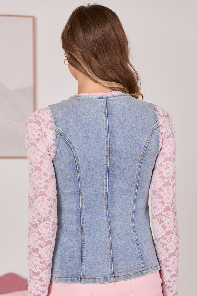 Western Ties Bow Denim Vest