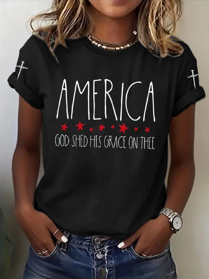 Women'S Casual U.S. 250th Anniversary Commemorative Printed T-Shirt