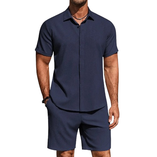 ⚡ Men's Summer Beach Outfit - Linen Shirt & Shorts Set 🔥