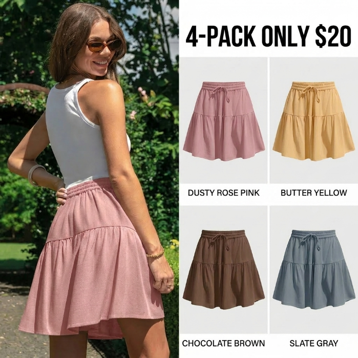 Women’s Linen-Blend Wide Leg Drawstring Summer Shorts