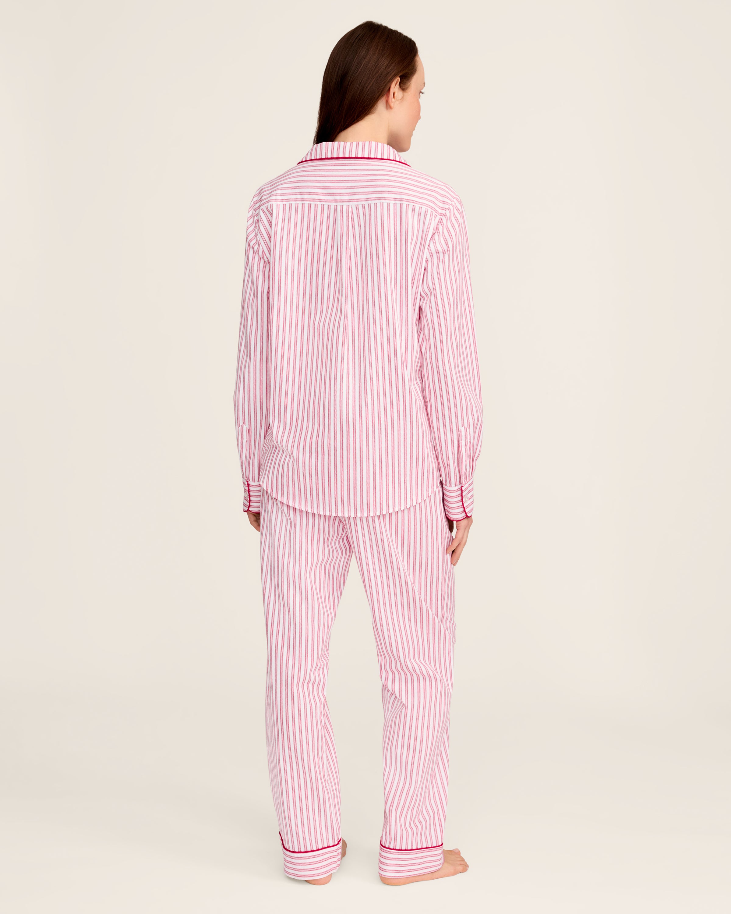 Women's Twill Pajama Set in Antique Red Ticking