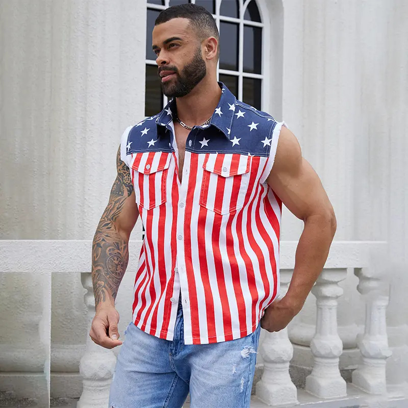 Unisex American Flag Print 3-Piece Set – Jacket, Bodysuit & Overalls