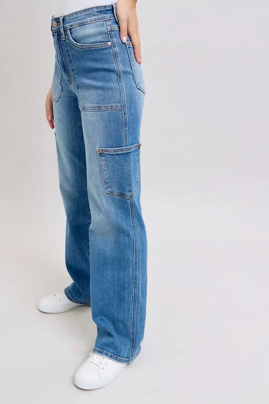 Blue Full Size High Waist 90's Straight Jeans Plus Size