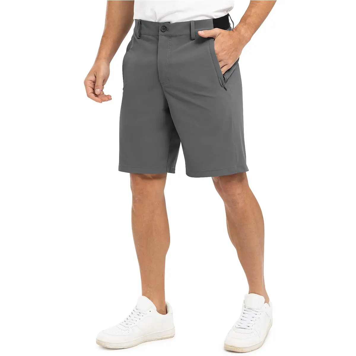 Men's 4-Way Stretch Shorts Quick Dry Casual Work Golf Pants Lightweight Breathable Zip Pockets Pants Summer Outdoor Bottoms