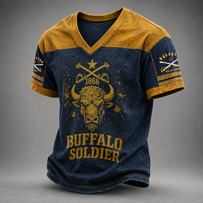 Men's Buffalo Soldier Summer V-Neck T-Shirt
