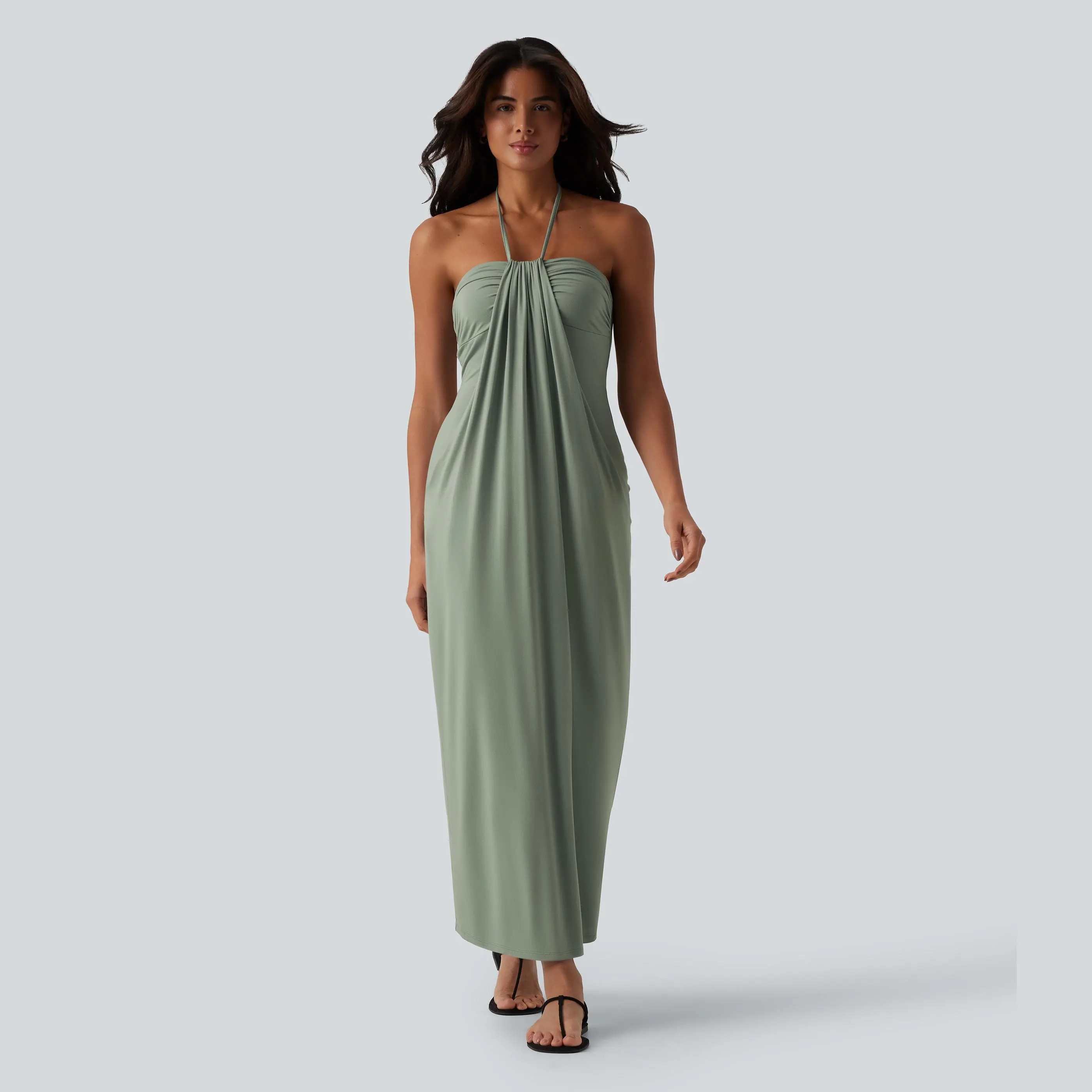 【Creator’s Pick】Halter Tie Back Maxi Dress with Pockets