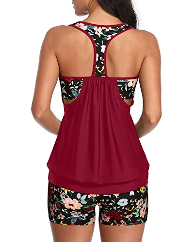 🏖️ Women's Floral Tankini Set with High-Waisted Swim Shorts