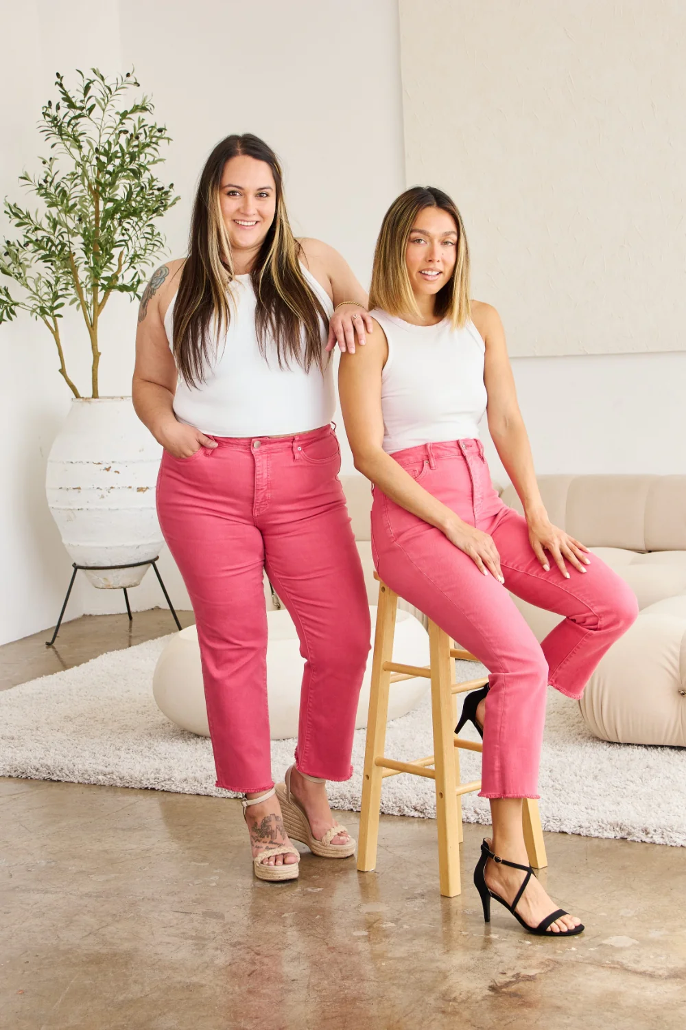 Crop Full Size Tummy Control High Waist Raw Hem Jeans