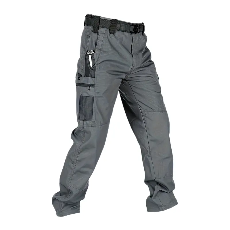 Men's Solid Color Tactical Work Pants,230g/m² new fabric，with Multiple Pockets and Zipper Closures