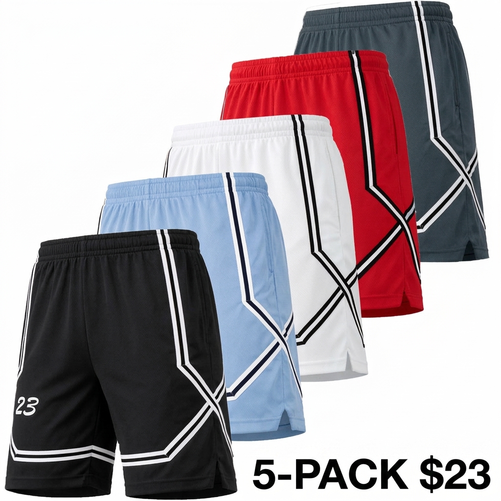 Men's 5-Pack Moisture Wicking Mesh Shorts – Active Performance Athletic Bottoms