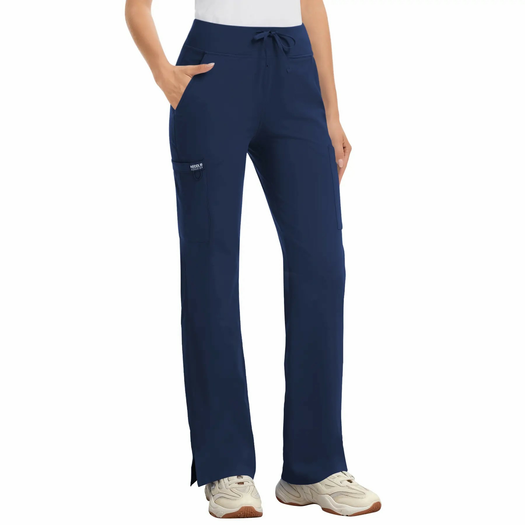 Women's Stretch Scrub Set - V-Neck Top & High Rise Yoga Waist Pants with Pockets