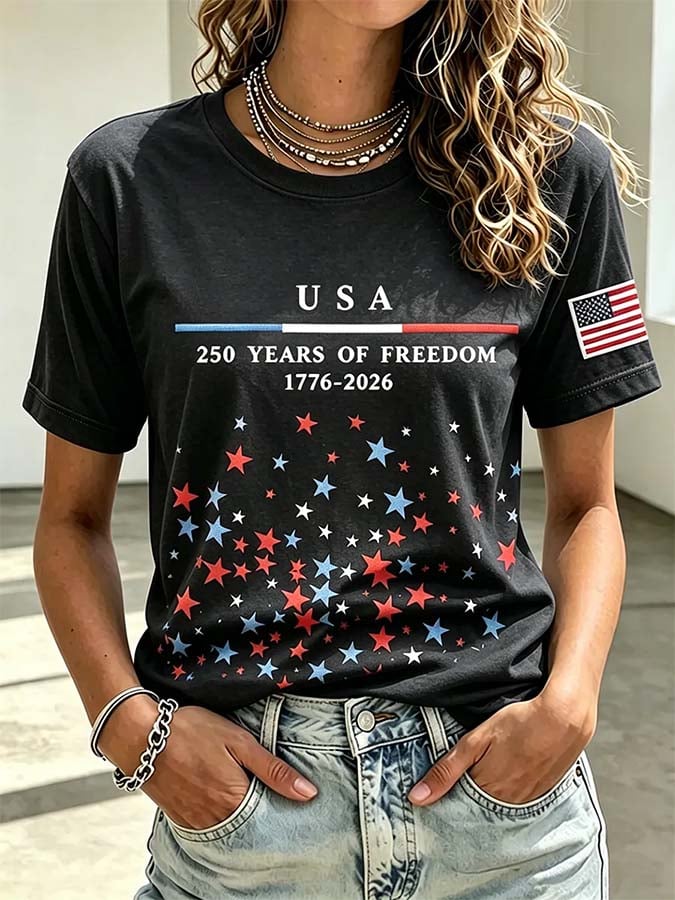 Women'S Casual Independence Day Printed Top