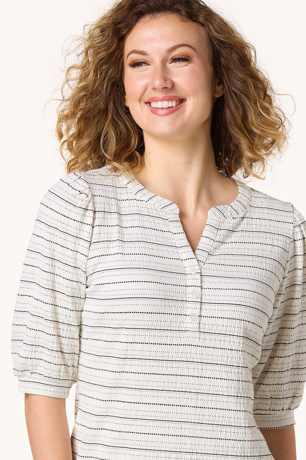 Puckered Stripe Top