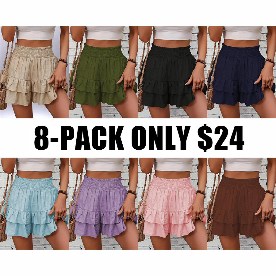 Ladies Frill Hem Casual Daily Shorts