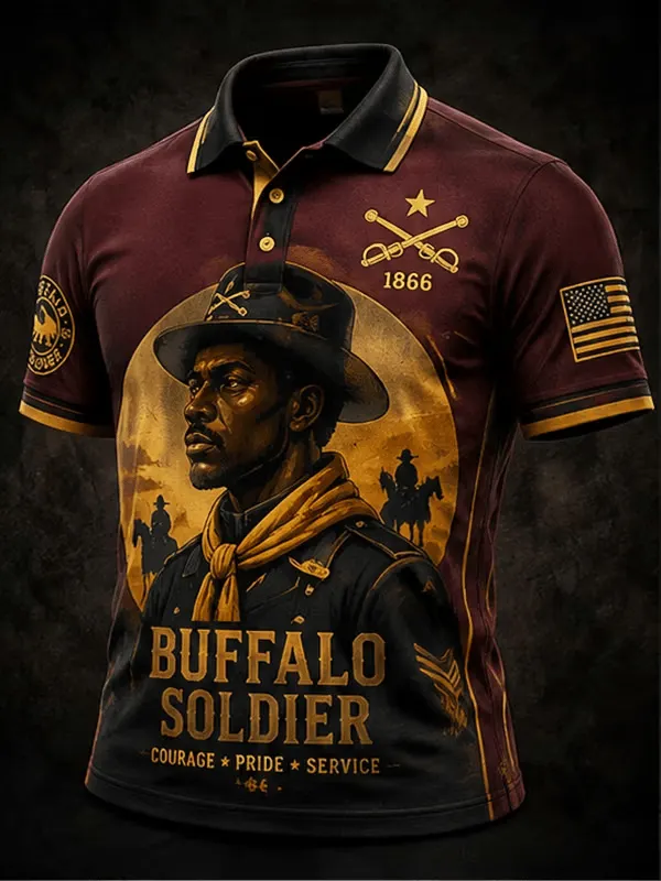 Men's Juneteenth Buffalo Soldier Cycling Art Print Top