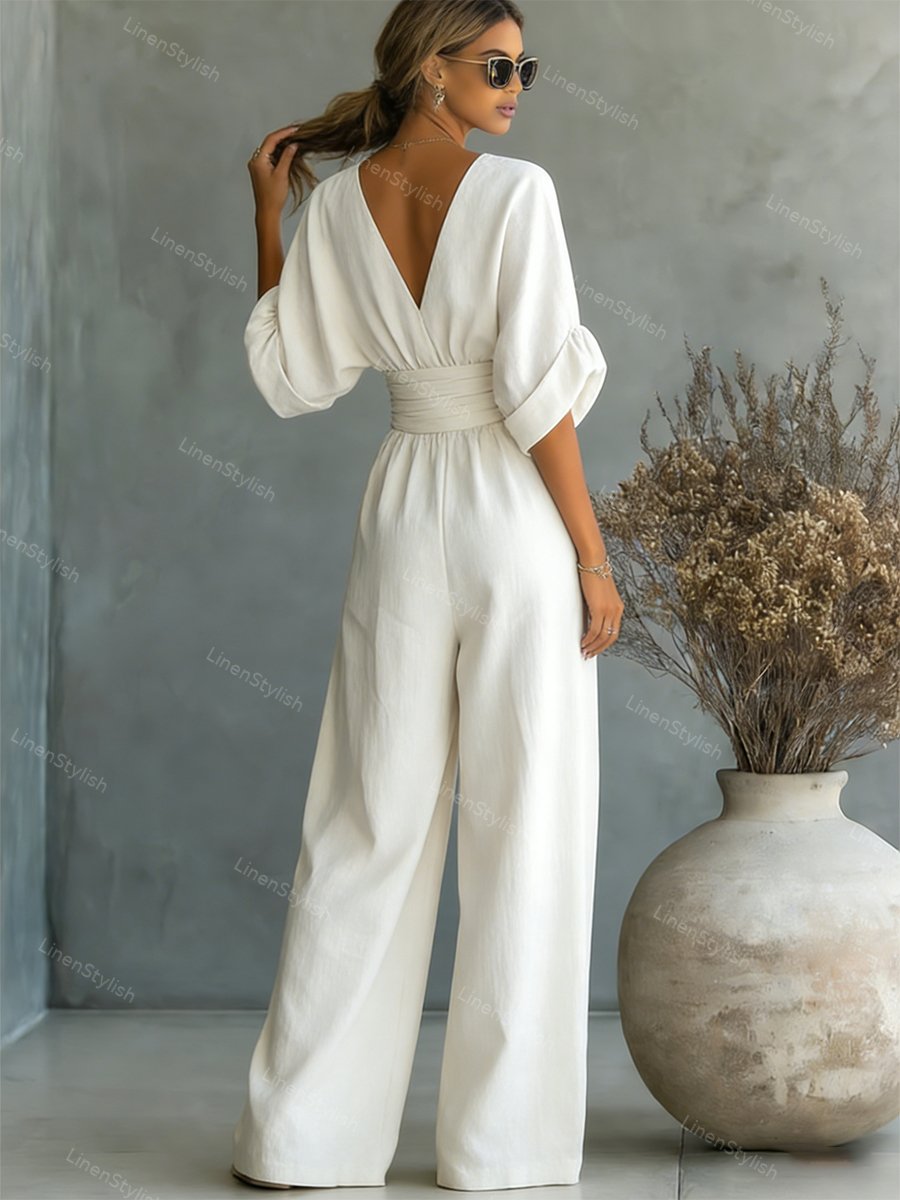 Essential V-neck Waist Jumpsuit Clearance Sale