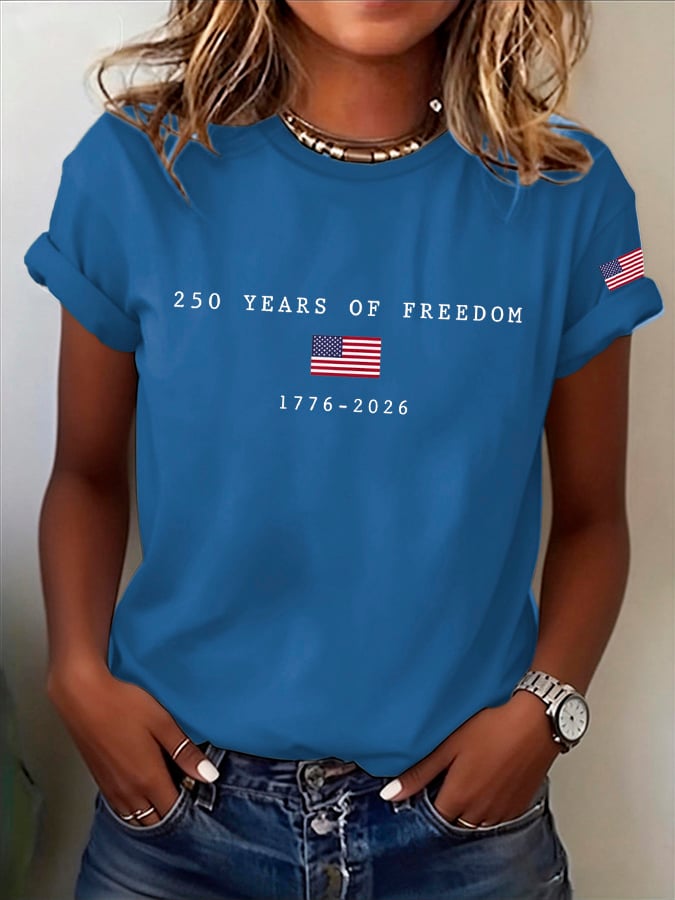 Women's America Flag Print T-shirt