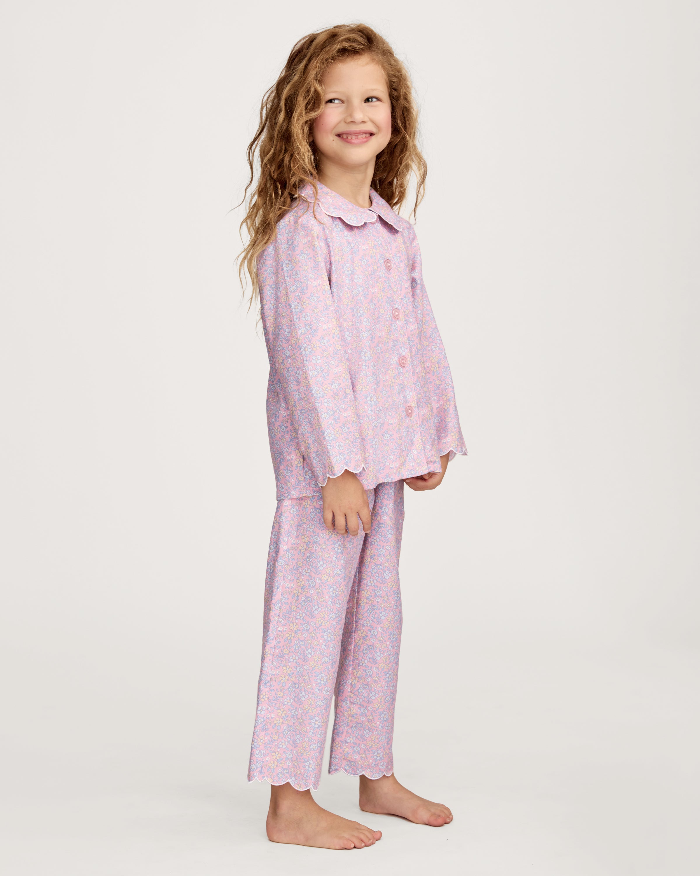 Kid's Twill Colette Pajama Set in Fleur Blush